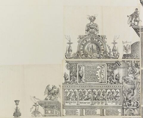 L'arc de triomphe de Maximilien : figures des rois de la partie supérieure de la porte de l'Eloge, image 2/3