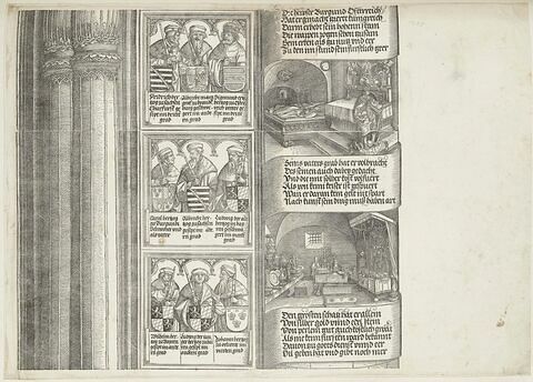 Arc de triomphe de Maximilien Ier : suite de la tour de droite avec les figures des rois