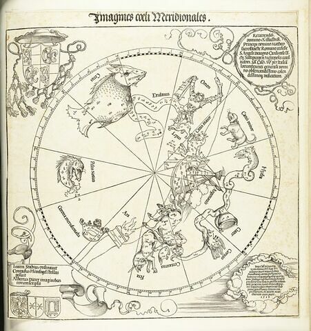 Carte du globe céleste : l'hémisphère australe