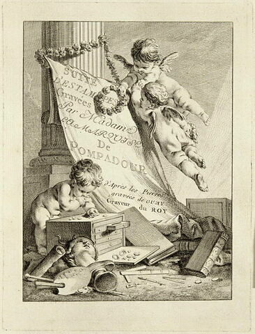 Frontispice : Suite d'estampes gravées par Madame la Marquise de Pompadour d'après les pierres gravées de Guay, image 3/4