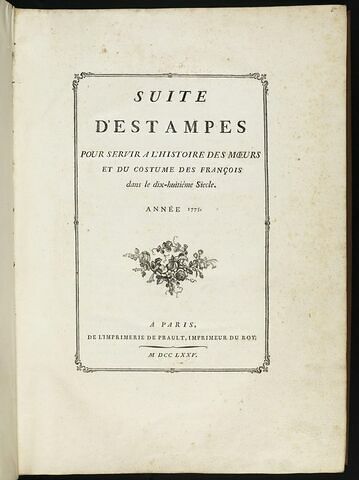 Frontispice : Suite d'estampes pour servir à l'histoire des moeurs et du costume des Français dans le dix-huitième siècle