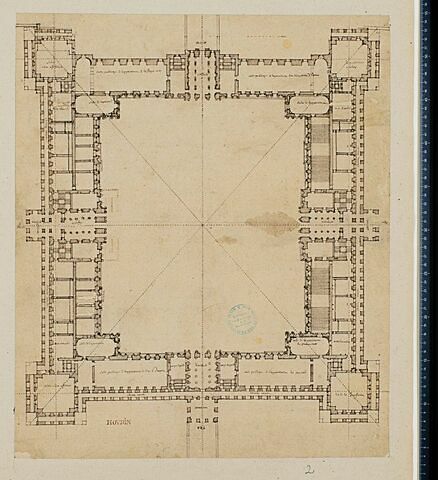 Projet du rez-de-chaussée des bâtiments de la Cours carrée, vers 1661?