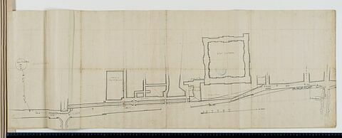 Plan de l'approvisionnement en eau du bassin des Tuileries à partir de la fontaine de la Samaritaine au Pont Neuf