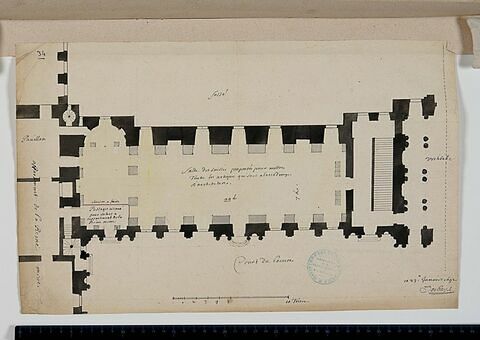 Plan du premier étage de la Salle des Suisses au Louvre et des pièces attenant, 1692