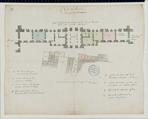 Plan de rez-de-chaussée des bâtiments de l'aile nord de la Cour Carrée du Louvre