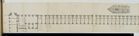 Plan de la Grande Galerie du Louvre avec une coupe de la Galerie et des logements au-dessous, 1692, image 2/5