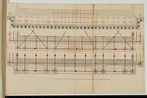 Trois schémas d'armatures d'une corniche par les éléments métalliques