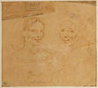 Buste d'une femme, et d'un homme, et étude de chien couché, image 1/2