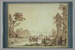 Paysage avec un temple ruiné, des fermes fortifiées et des paysans, image 3/3