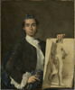 Portrait de l'artiste tenant un dessin d'académie masculine, image 1/3