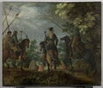 Marche de cavaliers polonais (ou hongrois?) dans un bois, image 1/3