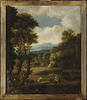 Paysage boisé avec personnages assis près d'une cascade, image 17/17