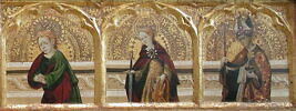 Le Christ de pitié entouré à gauche de saint Antoine abbé, de sainte Lucie et de la Vierge, et à droite de saint Jean l'Evangéliste, de sainte Catherine et d'un saint évêque, image 5/5