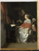 Joueuse de virginal et chanteur préparant unmorceau de musique ou Leçon de musique, image 2/7