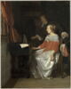 Joueuse de virginal et chanteur préparant unmorceau de musique ou Leçon de musique, image 1/7