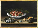 Coupe de cerises, prunes et melon, image 1/2