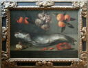 Nature morte au poisson avec crabe, crevettes, oignons et oranges, image 2/2