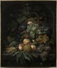 Fruits, corbeille, insectes et papillons sur fond de niche en pierre, image 1/4