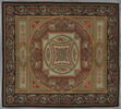 Tapis ras rectangulaire à décor de caissons et médaillon central, image 1/3