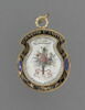 Médaillon pendentif en nacre et or émaillé noir et bleu, image 1/3