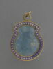 Médaillon pendentif en nacre et or émaillé noir et bleu, image 3/3