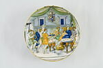 Coupe ronde : le Festin de Didon et Énée ; armoiries d'Isabelle d'Este-Gonzague, marquise de Mantoue (1474-1539). Service d'Isabelle d'Este, image 3/3