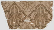 Fragment de tissu aux perroquets adossés et à inscriptions, image 1/2