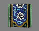 Carreau à décor de cartouche à motifs floraux, image 1/2