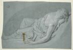 Jeune femme étendue sur le dos, la poitrine nue, image 1/3