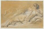 Académie de femme nue, couchée, vue de dos, image 1/2