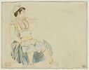 Femme arabe assise, de profil vers la droite, image 1/2