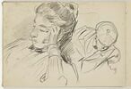 Portrait de femme et croquis d'un homme portant une casquette, image 1/2