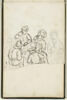 Personnages autour d'une table, mangeant et buvant, image 1/2