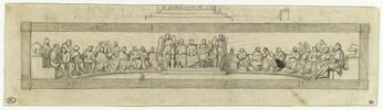 Etude dans un encadrement d'une frise de personnages assis, image 1/2