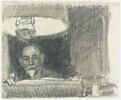 Steinlen dessinant sous une lampe, image 1/2