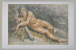 Hercule dormant dans la forêt, couché sur sa peau de lion, tenant sa massue, image 2/2