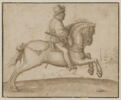 Cavalier au galop se dirigeant vers la droite, image 1/2