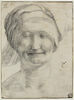 Portrait de femme souriante, coiffée d'un bonnet, image 1/2