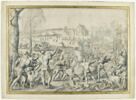 Allégorie du mois Janvier : chasse au sanglier, flambée du sanglier, curée, image 1/2