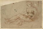 Figure feminine assise, tournée de trois quarts à gauche, la tête vers la..., image 1/2