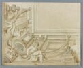 Quart de plafond avec architecture et sculpture feintes. Projet pour l'escalier de l'hôtel de La Vrillière à Paris, image 1/2