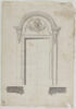 Porte avec emblème maçonnique, élévation et plan, image 1/2