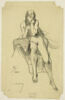 Femme nue, assise sur une selle, de face, image 1/2